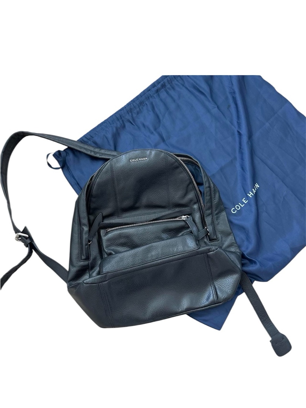 Cole Haan Black Leather Backpack with Navy Dust Bag